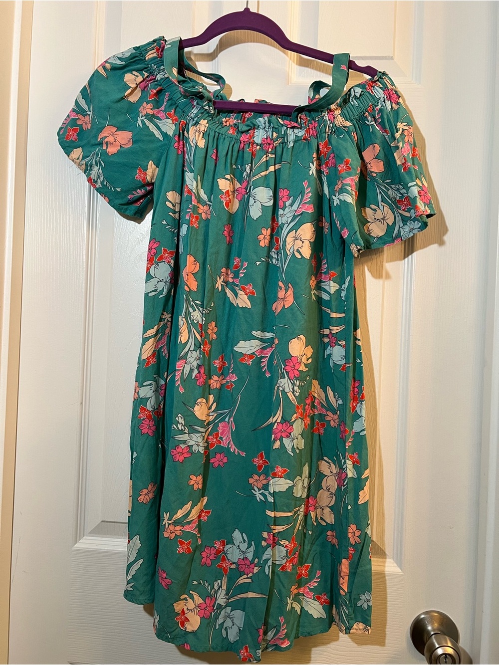🦋 Green Floral Off-Shoulder Peyton & Parker Midi Dress size small